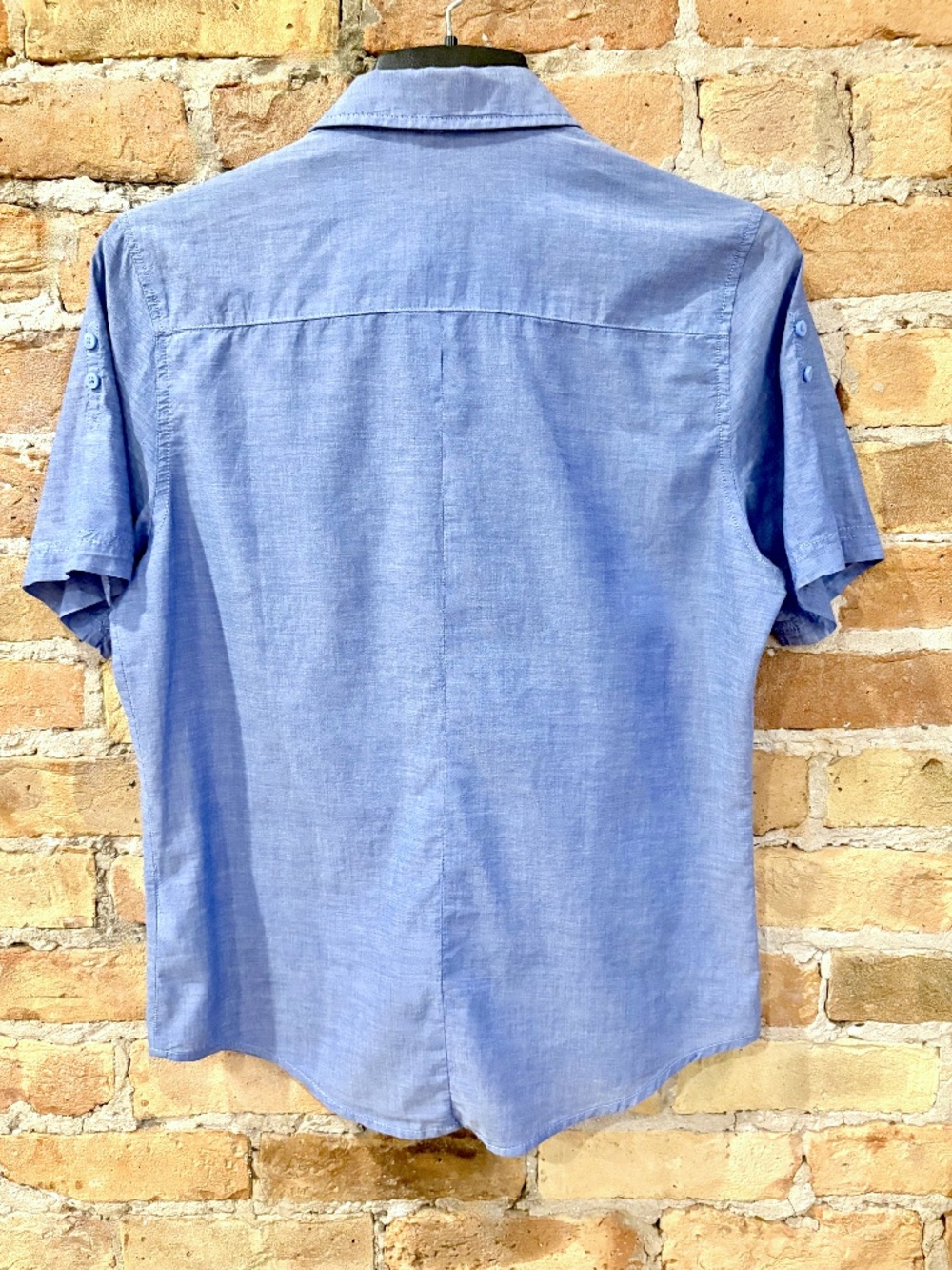 H&M 3 Shirts: Gray Polo, Black Sleeveless T-Shirt, Blue Short Sleeve Button-Up - Picture 13 of 16